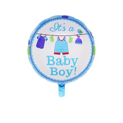 China Ball Shape Environmental Friendly Material Custom Printed 18 Inch Baby Shower Boy Gender Reveal Foil Helium Balloons for sale