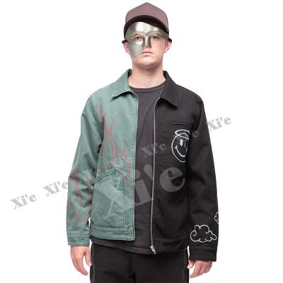 China Good Quality Reversible Mens Cotton Canvas Jackets Zipper Design Jacket Mens Letterman College Jackets High Quality for sale