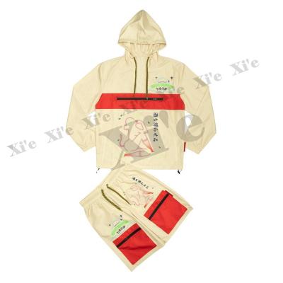 China OEM Factory Wholesale Zip Hooded Tracksuits New Custom Design 2 Piece Two Tone Sweatsuit Anorak Tracksuit Set for sale