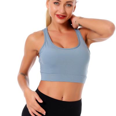 China Breathable Lady Tops Yoga Wear Crossback Skinny Bra Female Active Wear Bra For Push Ups Working Bra 1 Piece for sale