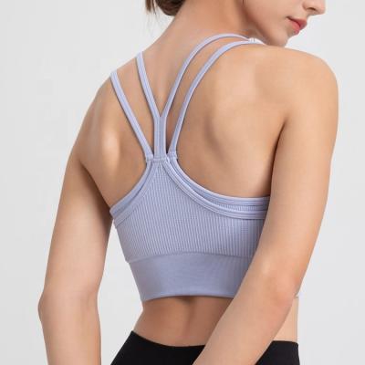 China Wholesale Breathable Sports Bra For Workout Strap Women One-Piece Fixed Cup Slim Yoga Bra for sale