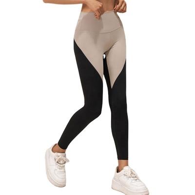 China Breathable Women Yoga Pants Colors Block Tight Butt Lift Workout Gaiters Gym Fitness Yoga Running Pants for sale