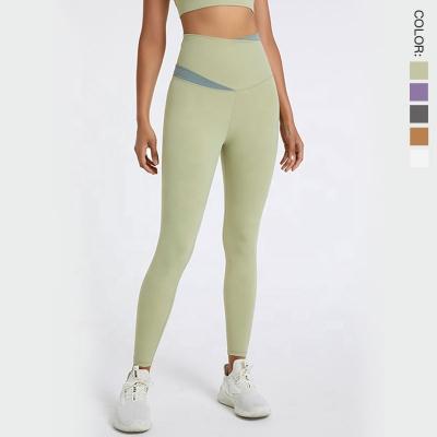 China High Waist Breathable Color Matching Running Trainer Yoga Leggings Women Fitness Gym Workout Pants Tight Yoga Pants For Sportsman for sale