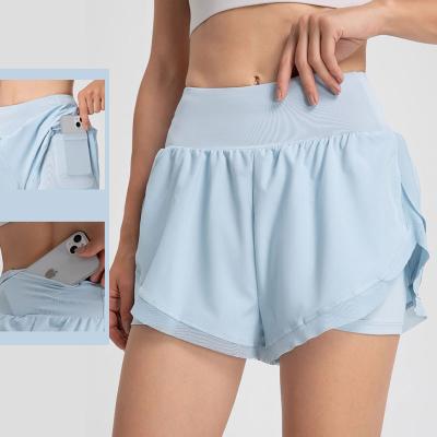 China Wholesale Breathable Athletic Shorts Women High Waisted Workout Quick Dry Running Sport Shorts Gym With Pockets for sale