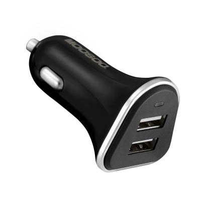 China Wholesale 12W Mobile Phone Fast Charger Dual USB Flame Retardant PC ABS Left Fast Usb Charging Universal Car Charger Radio for sale