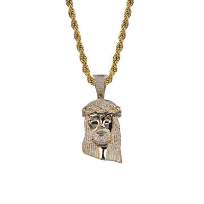 China Hiphop Large Jesus Pendant Iced Out Jesus Face Main Pendant Hip Hop Jesus Pendant Necklace for sale