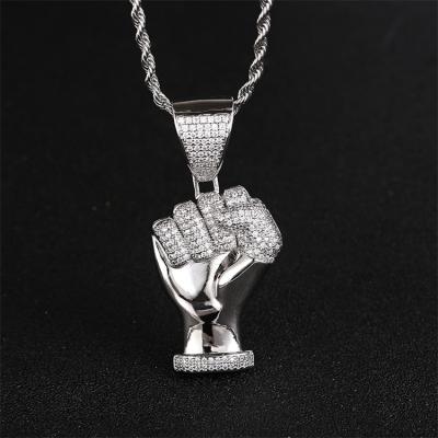 China Hiphop 18K Gold Plat Special Fist Pendant Iced Out Pendant Necklace for sale