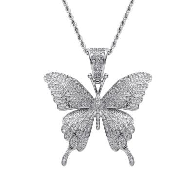 China Ristar Hot Sale Hiphop Jewelry Solid Butterfly Pendant Iced Out CZ Butterfly Design Solid Gold Drop Pendants for sale