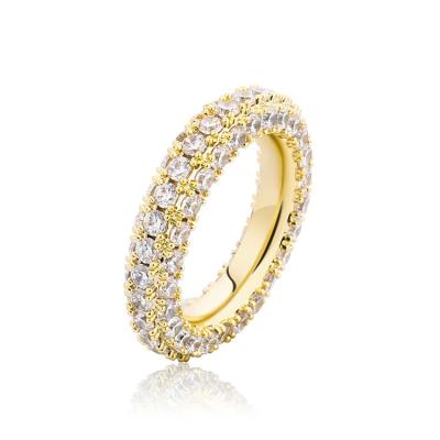 China TRENDY 925 Sterling Silver 3 Full Diamond Eternity Ring Side Bling Ring Iced Out 925 Ring For Women for sale