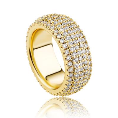 China TRENDY Iced Out Micro Pave Stone 5 Row Band Ring Wedding Band Ring For Men And Women for sale