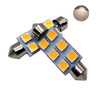 China 4300K ​​31/36/39/41mm Warm White Festoon 6SMD LED Bulbs For Interior Map Dome Light 12v 24v 5050 Gray Map Plate Lights 36/39/41 mm for sale