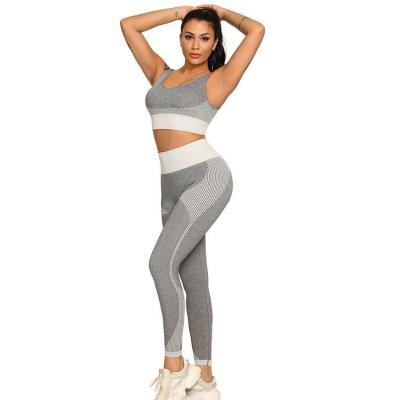 China Seamless Breathable Women Yoga Sets Summer Gym Activewear High Quality Yoga Bras Crop Top Long Pants Sports Sets for sale