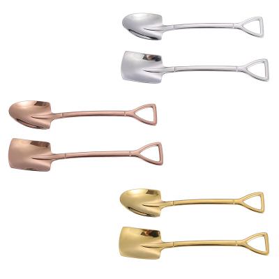 China Viable Creative Small Scoop Shape 410/304 Stainless Steel Spoon Fruit Dessert Ice Cream Sugar Coffee Tea Spoon With Low MOQ for sale