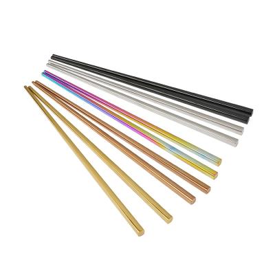 China Sustainable Stainless Steel Chopsticks Chinese Tableware Square Insulated Colorful Sushi Chopsticks for sale