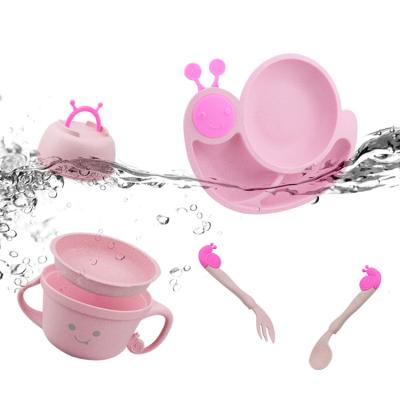 China Beautiful Viable Creative Snail Fork Spoon Dinner Dish Bowl 5 Pieces Tableware Set Wheat for sale