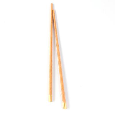 China Viable Chinese Classical Rosewood Round Copper Head Wooden Chopsticks For Hot Pot Family Dinners for sale