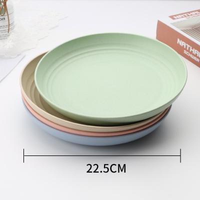 China Viable Biodegradable Wheat Straw Fiber Tableware Microwave Safe 8.86 inch Round Dinner Dishes for sale