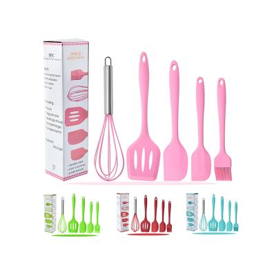 China 5 Pcs Sustainable Silicone Cooking Utensils Silicone Spatula Brush Beat Kitchenware Baking Set Tool Kit for sale