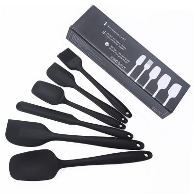 China Viable Kitchenware Accessories Free Silicone BPA Shovel Black Spatula Brush Baking Tools 6 Piece Set for sale