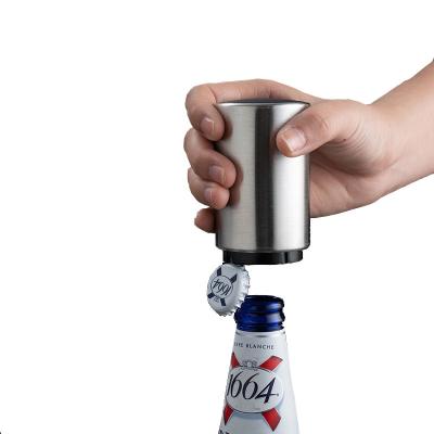 China Pressing Pull Down Sustainable Durable Round Type Automatic Beer Bottle Opener Beer Lid Opener for sale