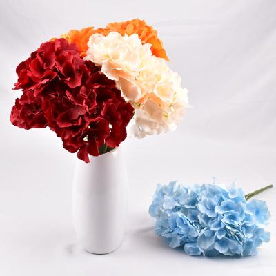 China Art Decor Real Touch Silk 5 Heads Mallorca Hydrangea Bouquet Artificial Flowers For Wedding Party Decoration for sale