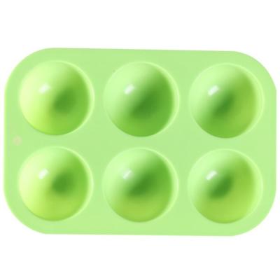 China Stocked 6 Cavity DIY Ice Cream Tray Cube Semicircle Silicone Ice Ball Maker Tray Cake Mold for sale