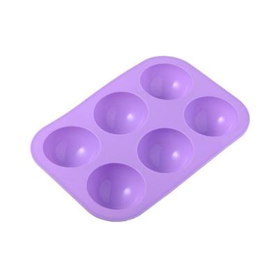 China 6 Cavities Round Bomb Cake Chocolate Mold Half Ball Silicon Baking Mold for sale