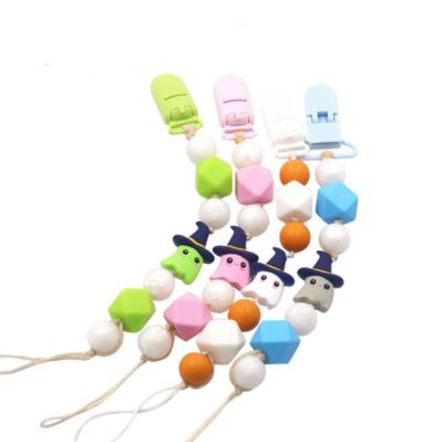 China Eco-friendly Cartoon Shape Silicone Beads Baby Teething Chewing Toy Dummy Soother Clips for sale