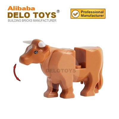 China Eco OLED Material TOYS New Plastic Toy Dairy Cattle / Buffalo / Cow with Movable Head Building Bricks Blocks Animal Toys for Children (DX005) for sale