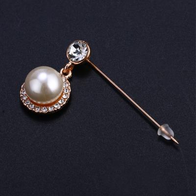 China Hijab pins shiny rhinestone with pearl brooches long hijab pins and safety pins for sale