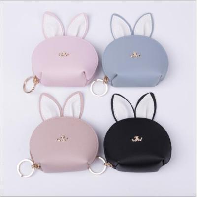 China Wholesale Cute Leather Coin Bag Cute PU Rabbit Ear Metal Factory Cartoon Key Chain for sale