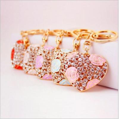 China Wholesale Metal Factory Gift Small Rose Diamond Alloy Keychain Cavity for sale