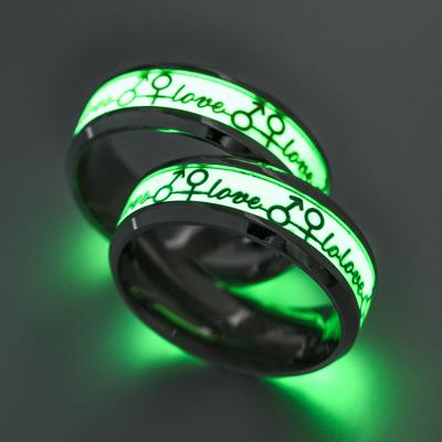 China Popular Love Luminous Ring Titanium Fluorescent Ring Ornaments Gift For Women Men for sale