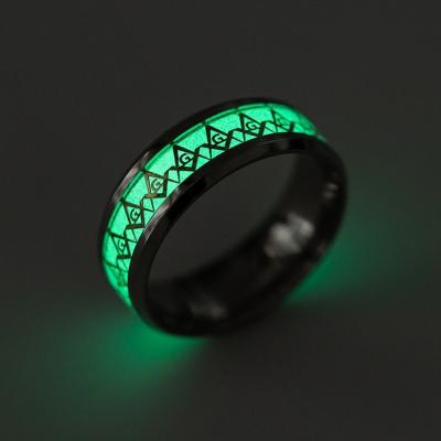 China Popular Titanium Steels Mens Simple Design Fluorescent Designer Finger Rings for sale