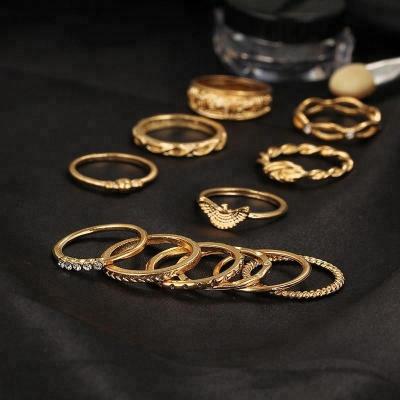 China New Arrival Popular Ring Set Jewelry Women Ring Set Gold Plated For All Fingers for sale