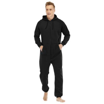 China Wholesale Thermal Thicken Sweatsuit Overalls Pajamas Mens Loungewear Winter Hoodie Cozy One Piece Pajamas With Pocket for sale