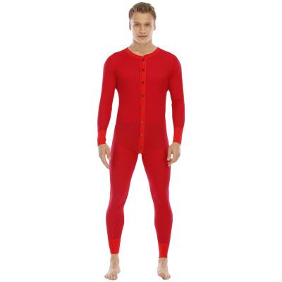 China Thermal Hot Selling Sexy Men's Thermal Open Pajamas Waffle Overalls Long Johns Winter Long Johns One Piece Pajamas for sale