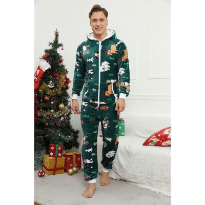 China 2021 QUICK DRY One Piece Pajamas Flannel Christmas Overalls New Winter Christmas Stylish Male Overalls Sleepwear For Men for sale