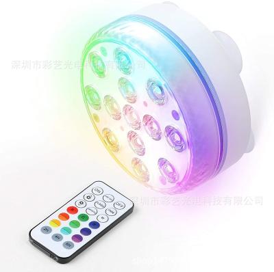 China Batch LOGO 7CM8.5cm13 Printable Lamp Beads 16 Colors RF Four Remote Control Magnets With Suction Cup LED Pool Diving Lights for sale