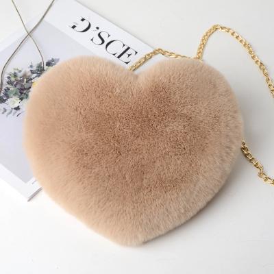 China New fashion chain bag small plush span bag female oblique heart-shaped peach heart-shaped love for sale