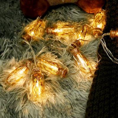 China Residential Clear Glass Wishing Bottle 10 Led Indoor Decoration Lights Battery Operated String Lights for sale