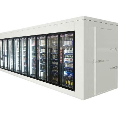 China Double-temperature refrigeration equipment walk in cooler cold room freezer parts door and glass PU panel maker for sale