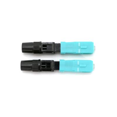 China FTTX Systems China Blue SC OM3 Field Assembly SC Connector Fiber Optic Fast Connector for sale