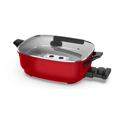 China 1500w Temperature Adjustable Tew And Large Capacity Hotpot With Pan Electric Grill And Hotpot Nonstick Cooker for sale