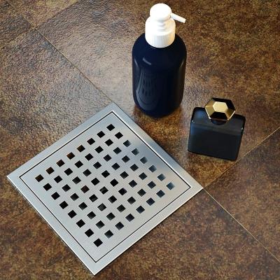 China Easy Clean Modern Bathroom Drain 15cm Modern Square Floor Drain 304 Stainless Steel 304 Tile Cover Insert Bath Room Strainer Shower Water Drainer for sale