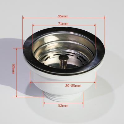 China Anti-blocking plastic kitchen sink drainer set SUS 304 stainless steel basin strainer drain with overflow for sale