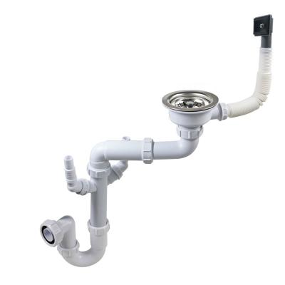 China 114mm Modern Single Bowl Stainless Steel Kitchen Sink Drain Kit Plastic P-trap Drain Pipe Kit for sale