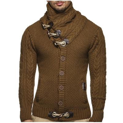 China Single Breasted Men Hooded Knit Sweater Slim  Plus Size  Chunky Turtle Neck for sale