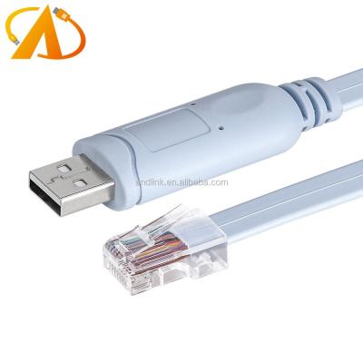 China COMPUTER USB RJ45 to Cisc0 Cable Console Cable with FTDI Chip Replaces RS232 DB9 DB25 to RJ45 6 Feet Blue for sale