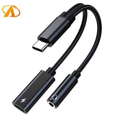 China COMPUTER USB C to 3.5mm Jack Audio Adapter Type C splitter 2 into 1 aux. and charger earphone adapter cable for sale